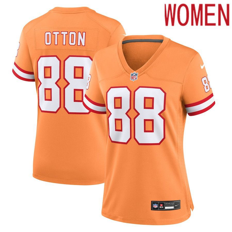 Women Tampa Bay Buccaneers 88 Cade Otton Nike Orange Throwback Game NFL Jersey